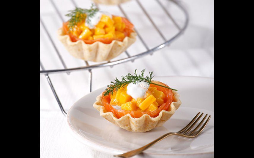 Tarteletes de salmão e manga Receita saudável